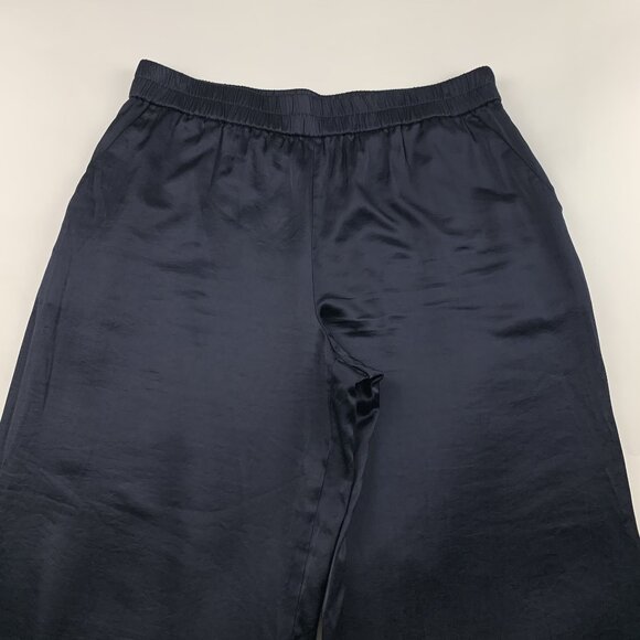 Express Dark Navy Satin Wide Leg Pull On Pant XL - Picture 2 of 7
